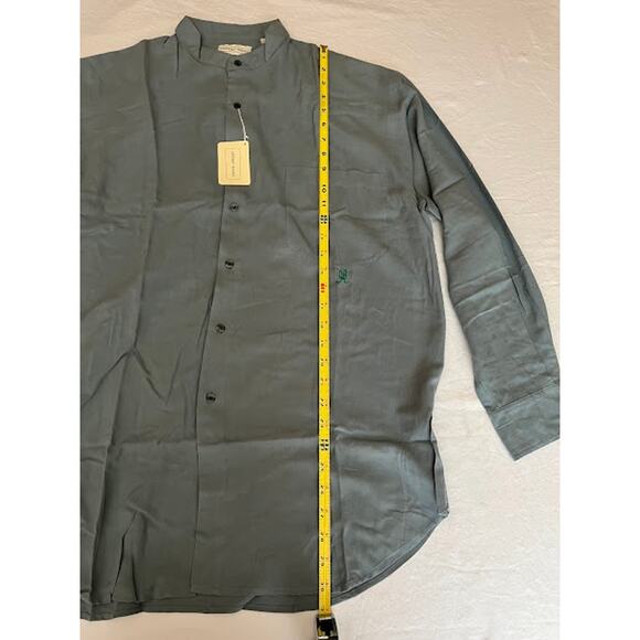 NWT VTG 90s Jeffrey Banks Shirt Silk Slate Blue Long Sleeve Button Down Sz L - Picture 4 of 6